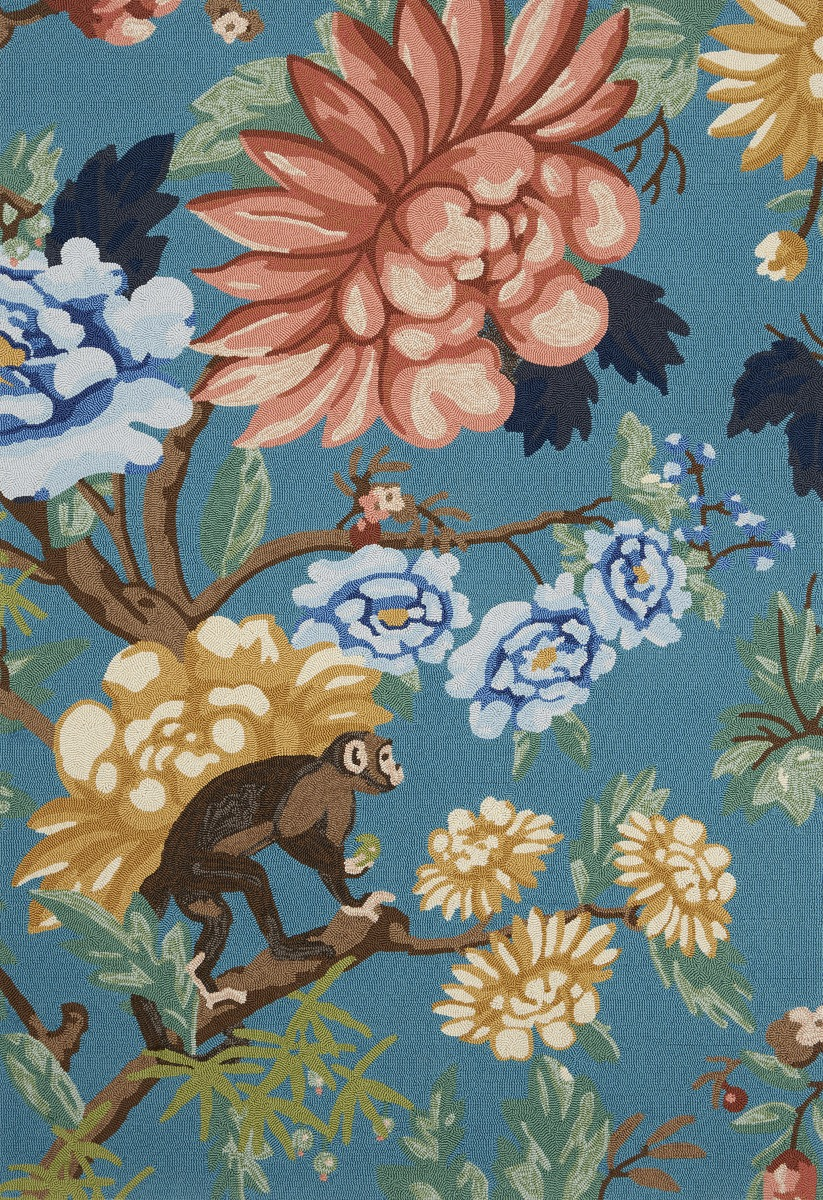 Garden Blue Outdoor Modern Hand Woven Rug