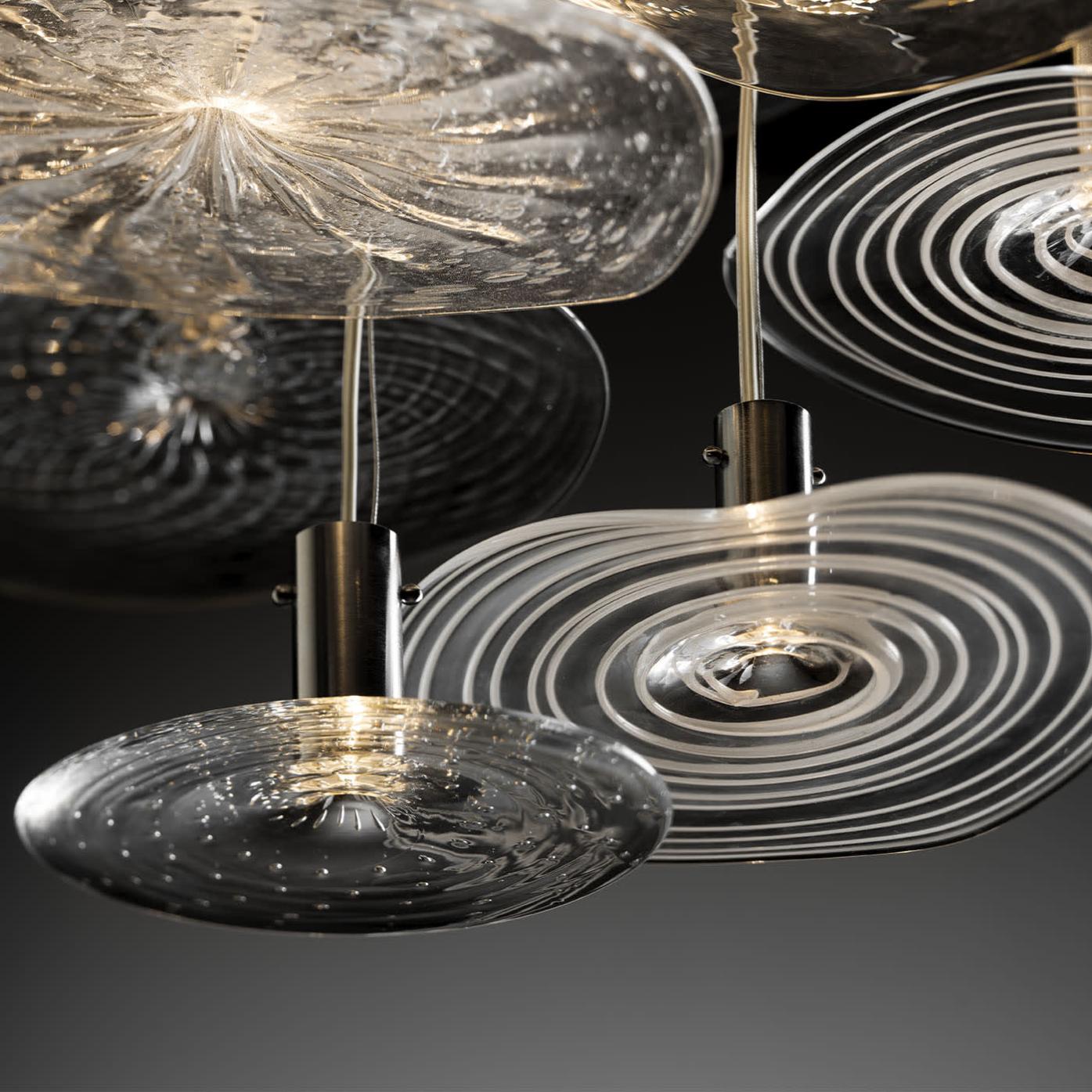 Round Chrome Murano Chandelier