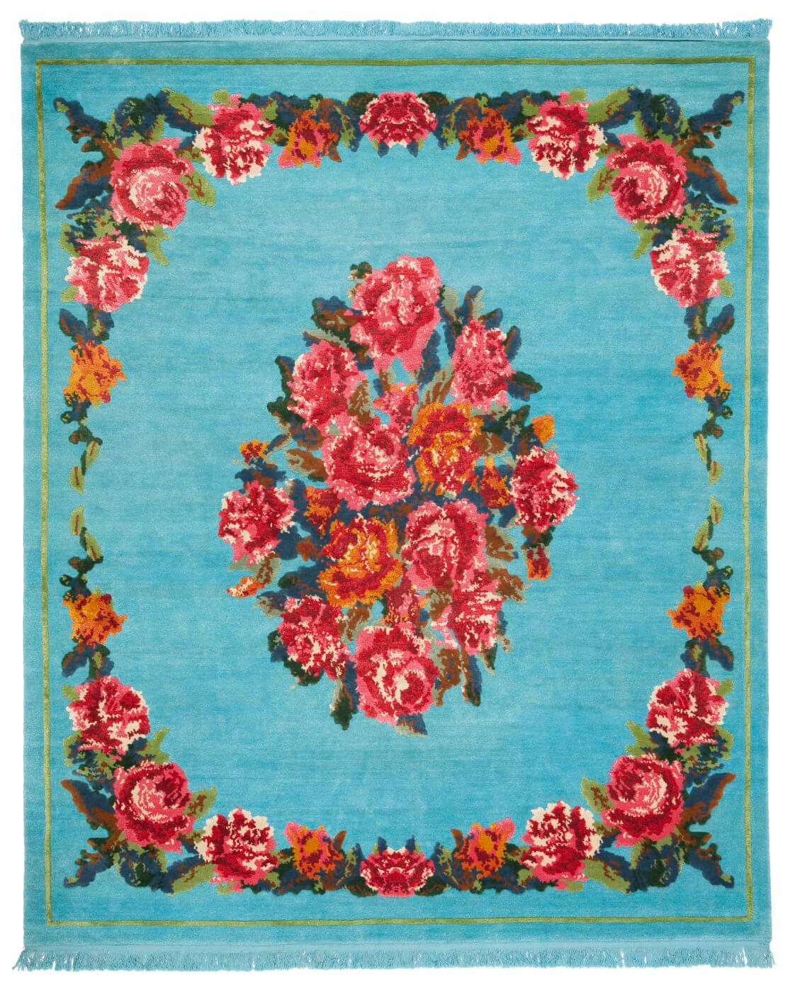 Traditional Blue Hand-woven Luxury Rug