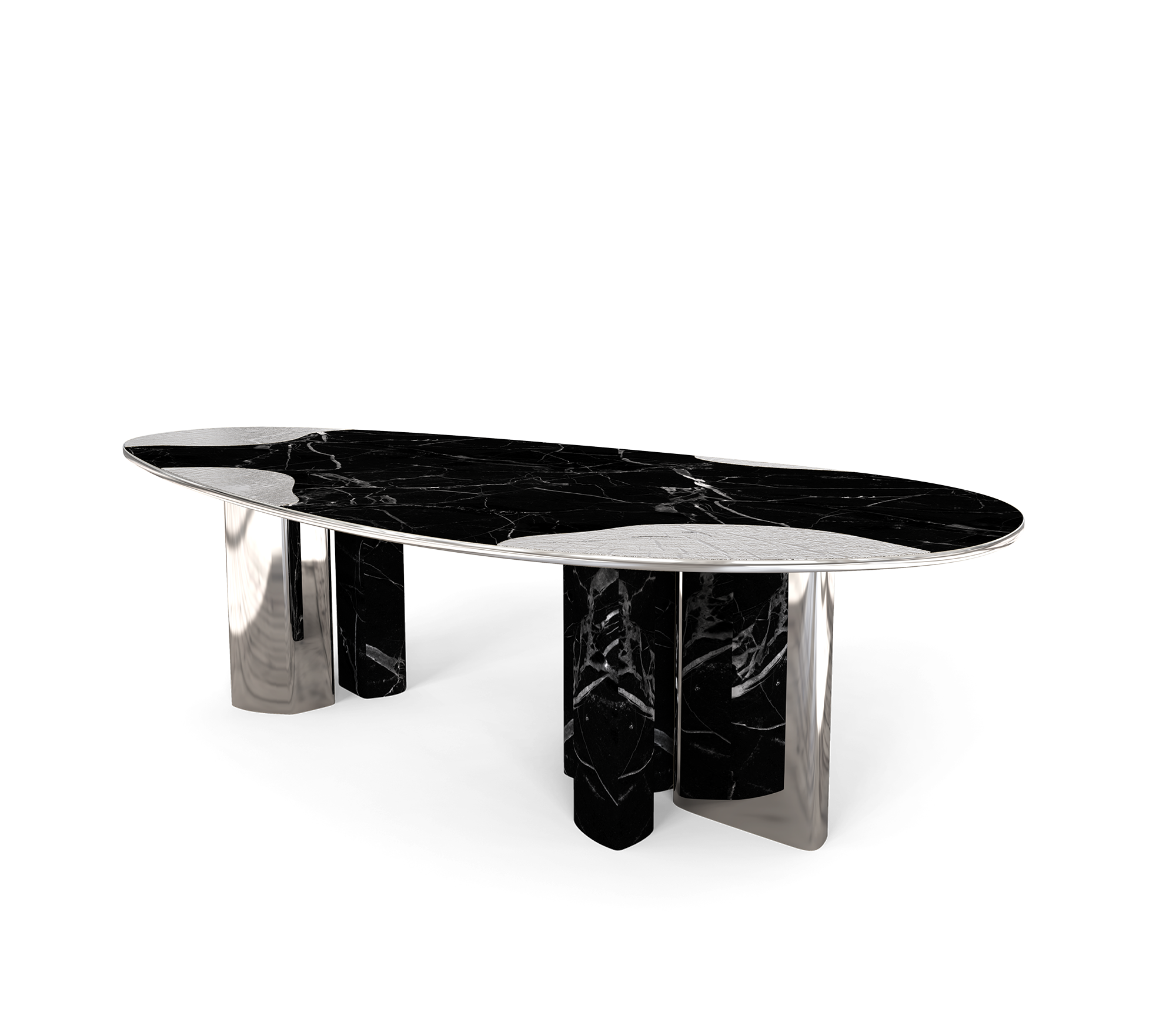 Marble & Silver Luxe Dining Table