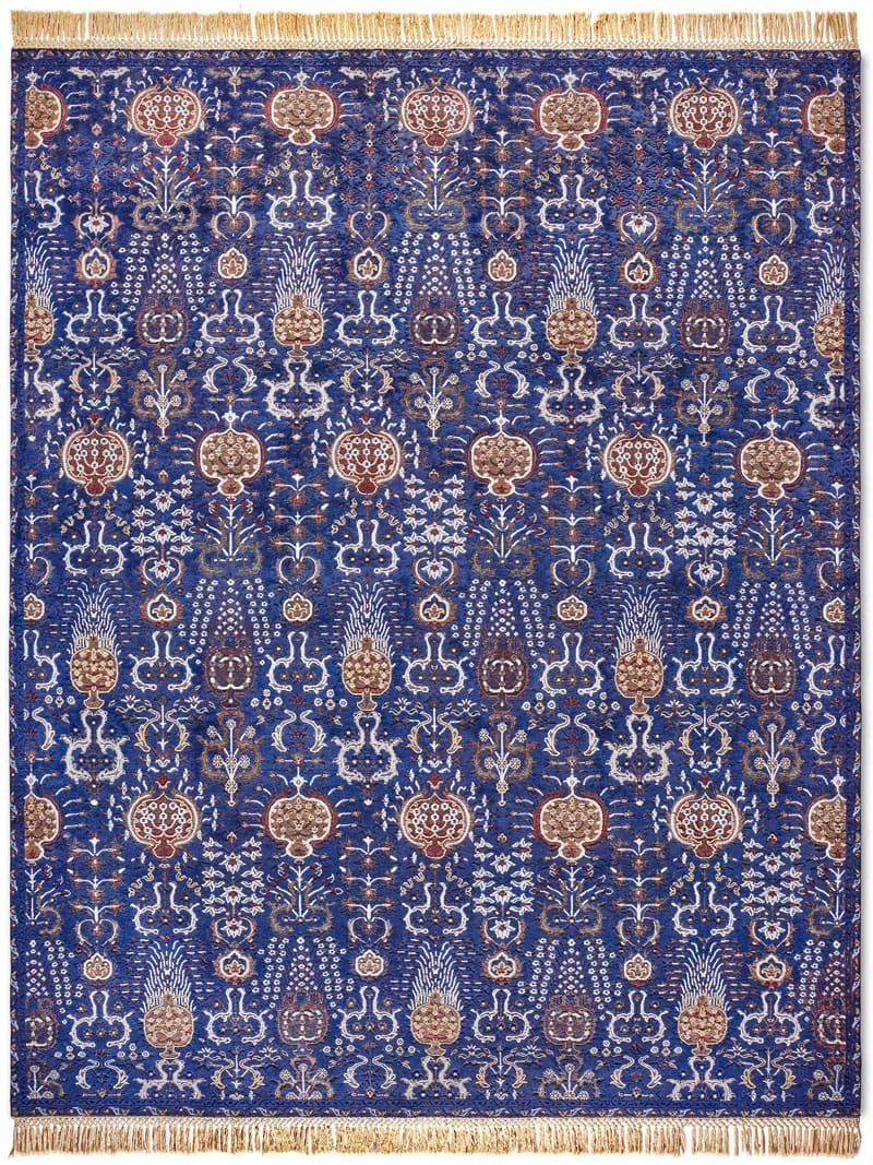 Isfahan Blue Wool & Silk Rug | Size: 300 x 400 cm