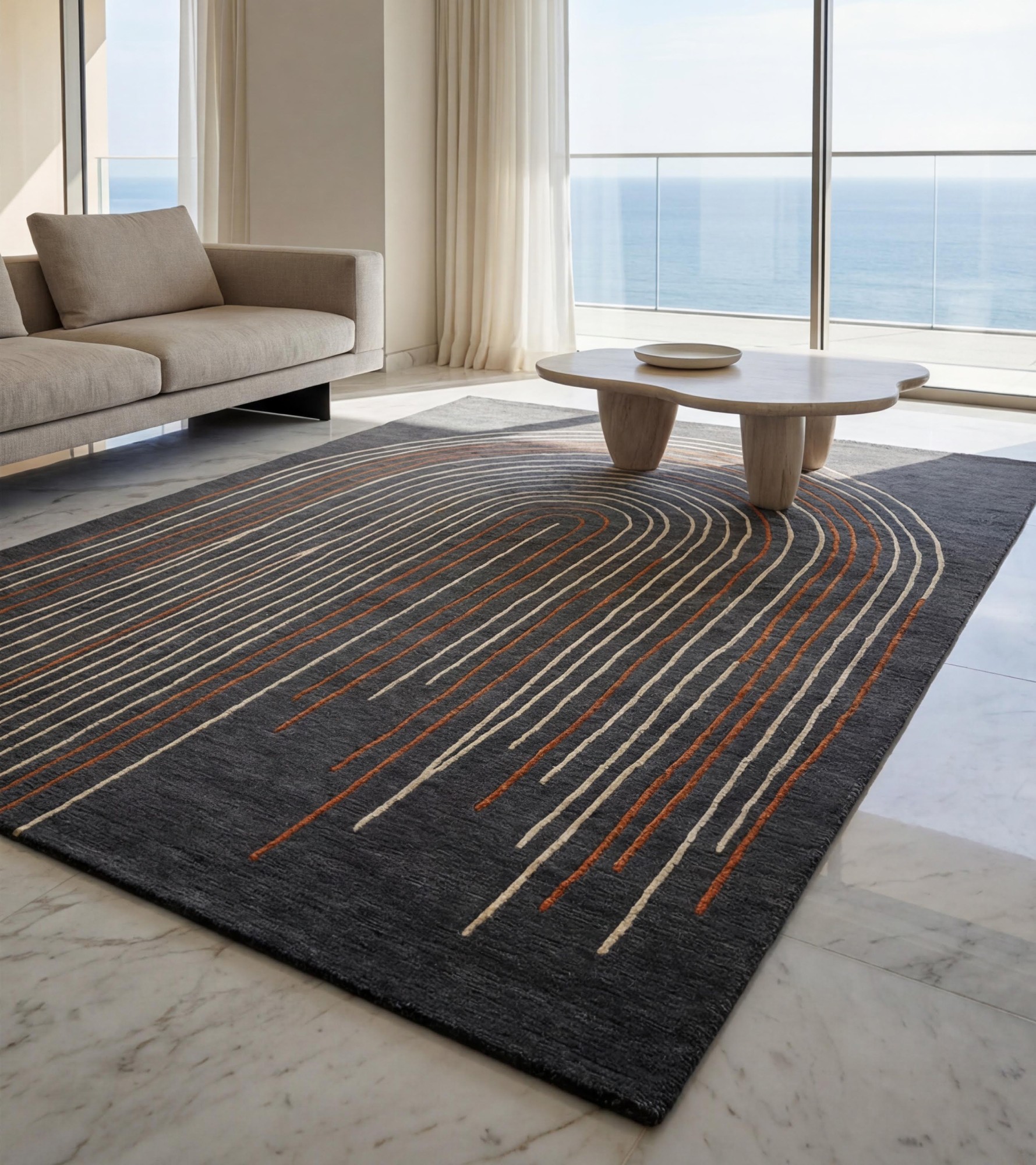 Arcade Lines Umber Designer Rug