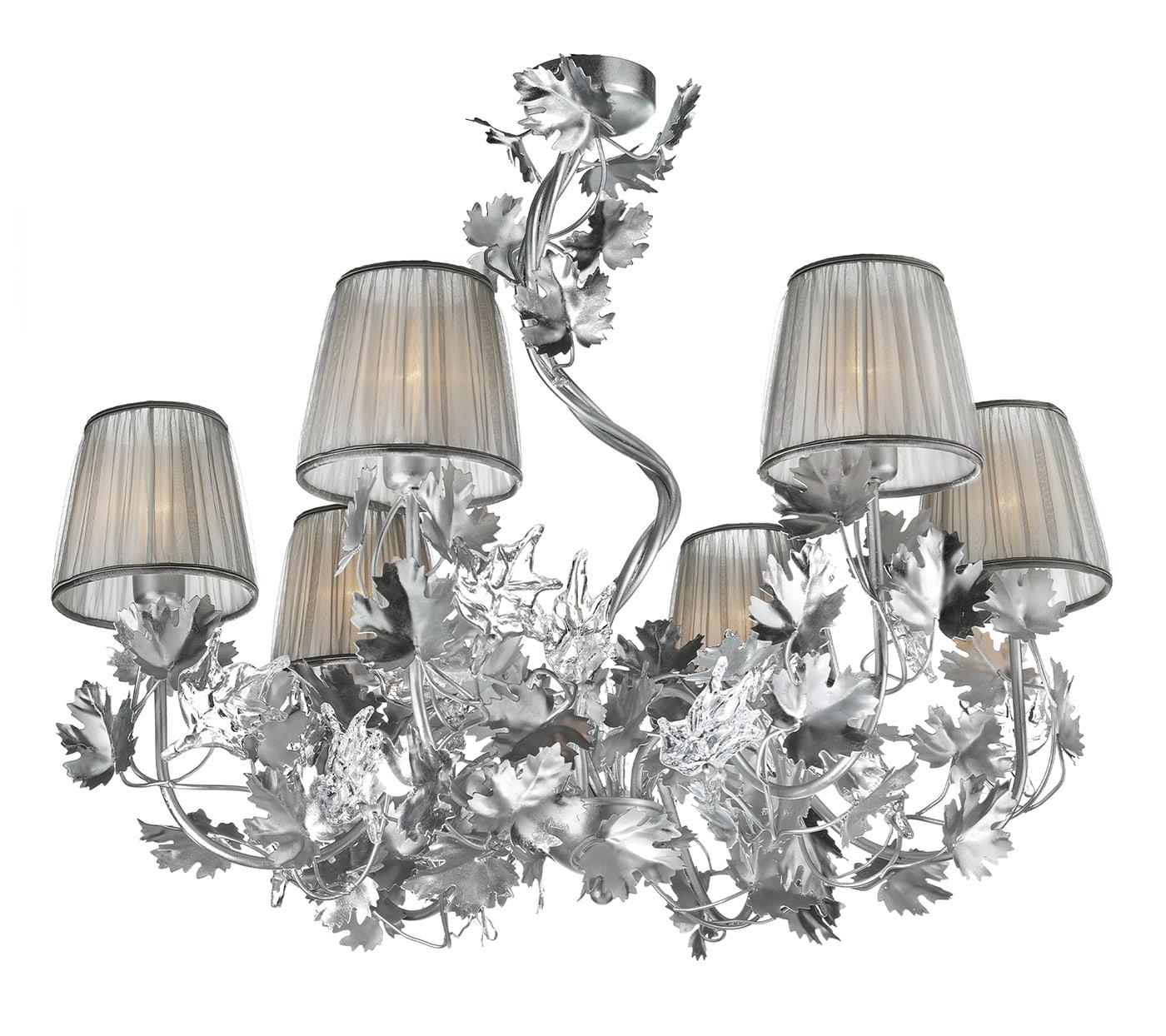 Modern Transparent Glass Leaf Chandelier