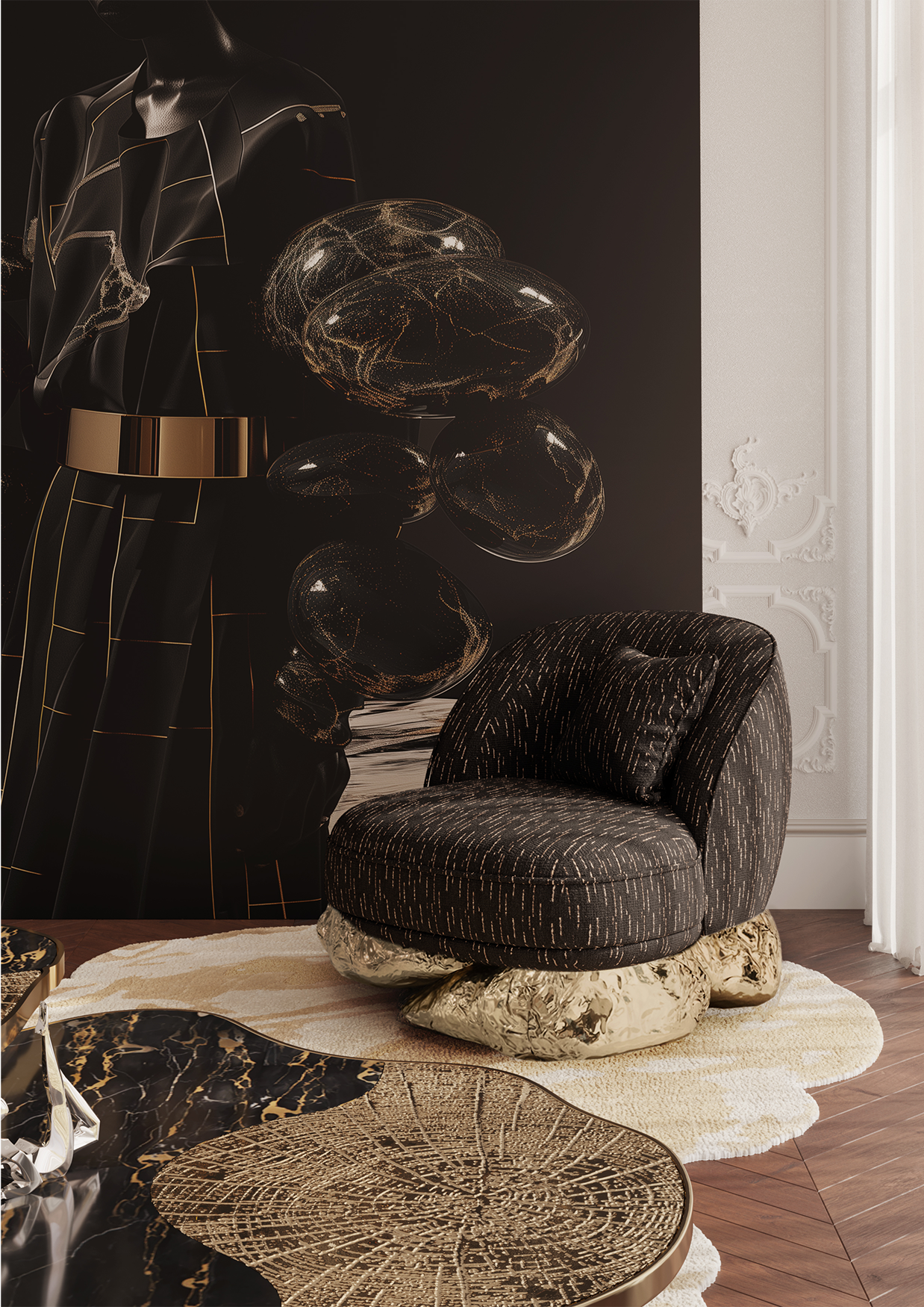 Angora Black Designer Armchair