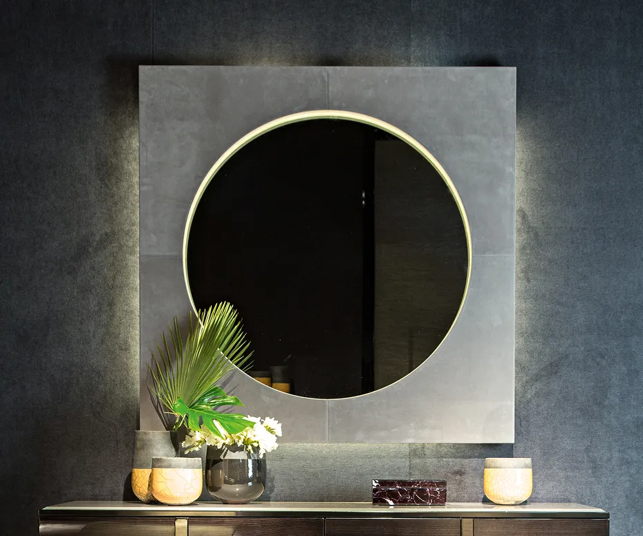 Black & More Illuminated Leather Mirror