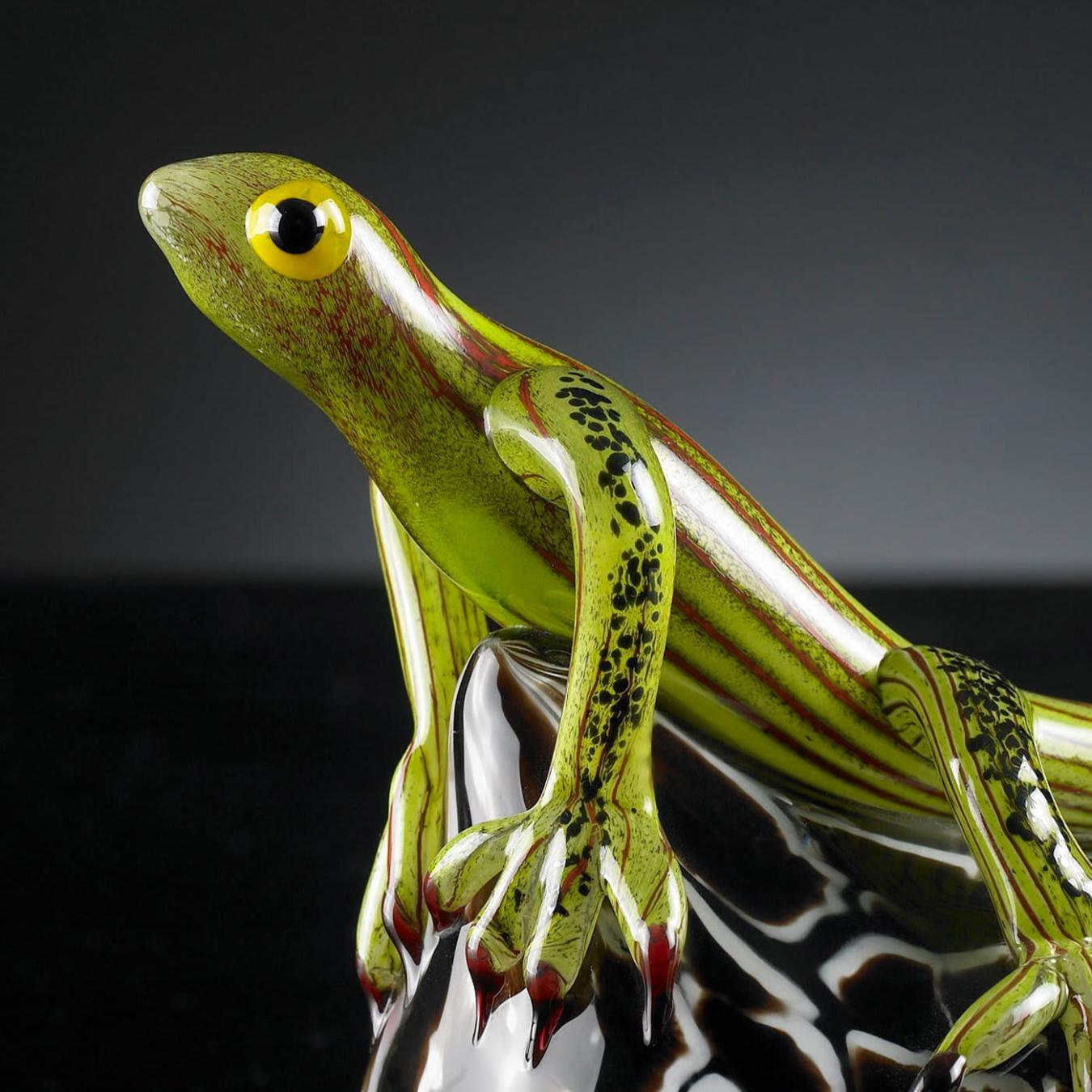 Lizard on Stone Artisan Sculpture