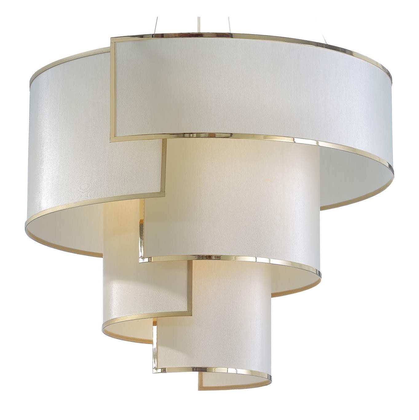 Antique Gold Ivory Shade Chandelier
