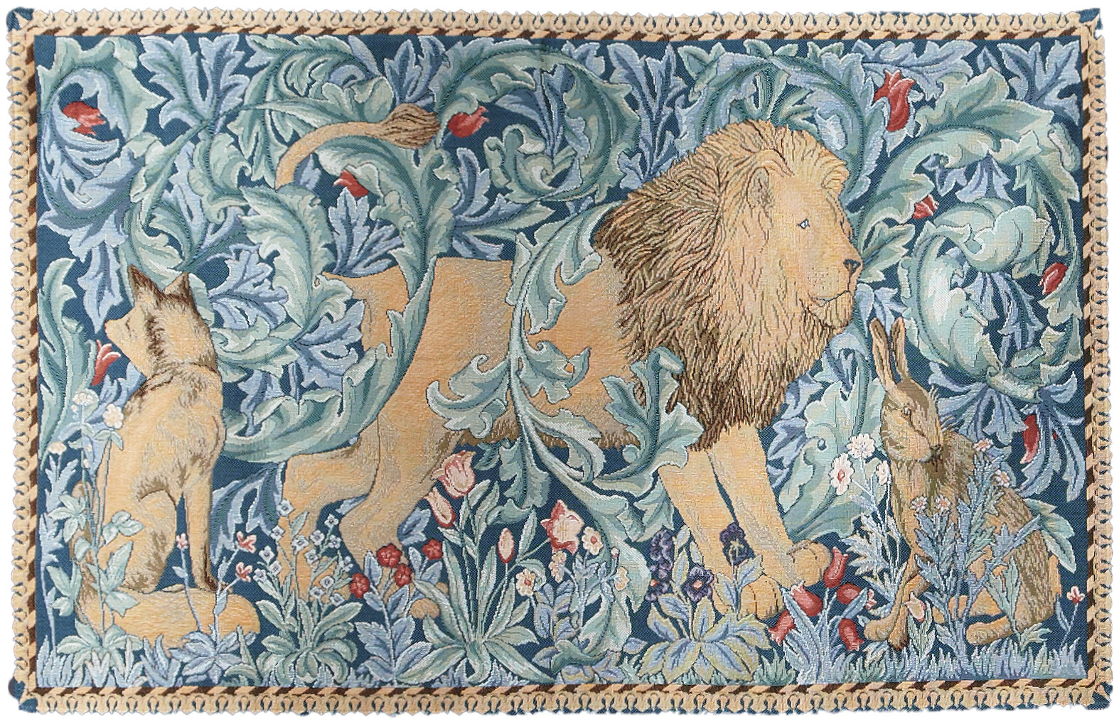 The Forest with Lion in W. Morris Style Tapestry | Size: 75 x 120 cm