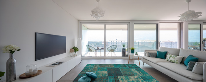 Deco Patch Green Jacquard Rug | Size: 160 x 235 cm