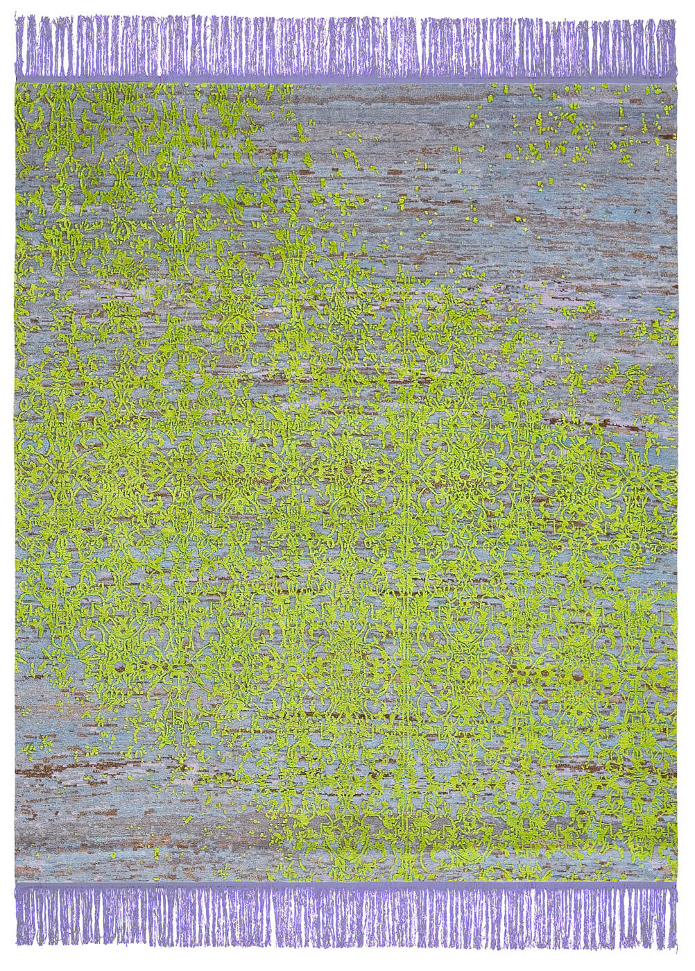 Violet / Green Hand-woven Faded Luxury Rug | Size: 200 x 300 cm