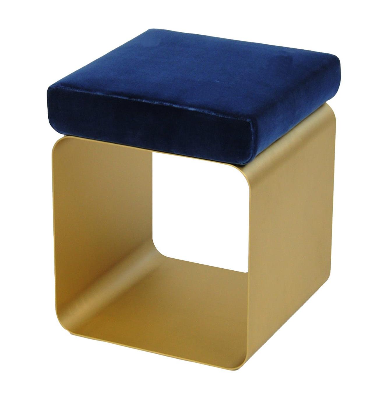 Blue Metal Base Stool