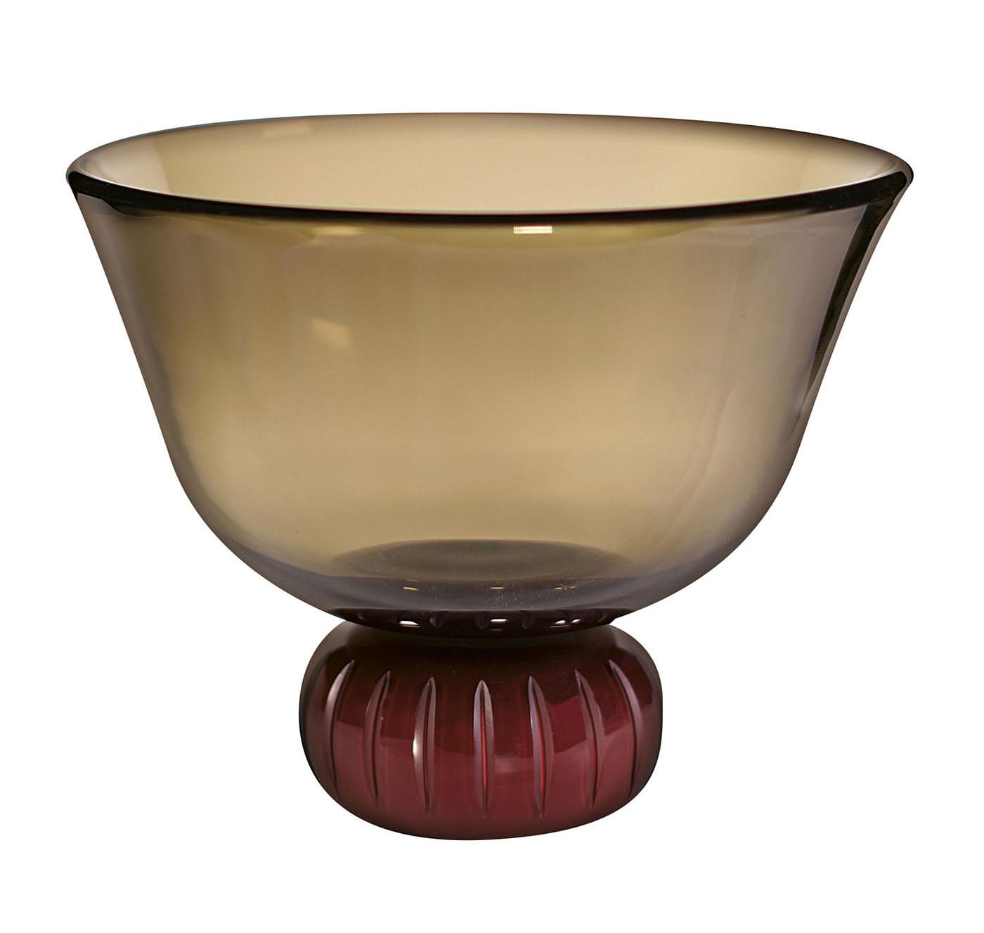 Smoked Venetian Glass Bowl Vase