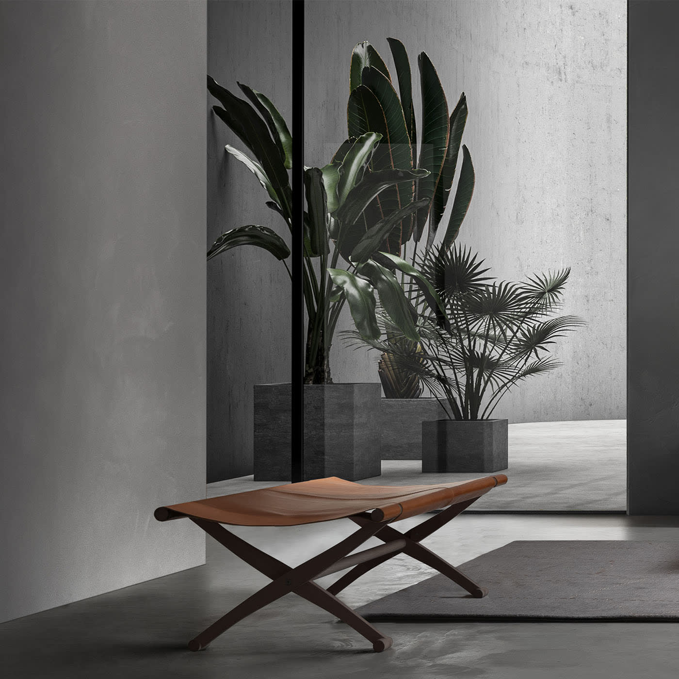 Branda Leather Crafted Bench