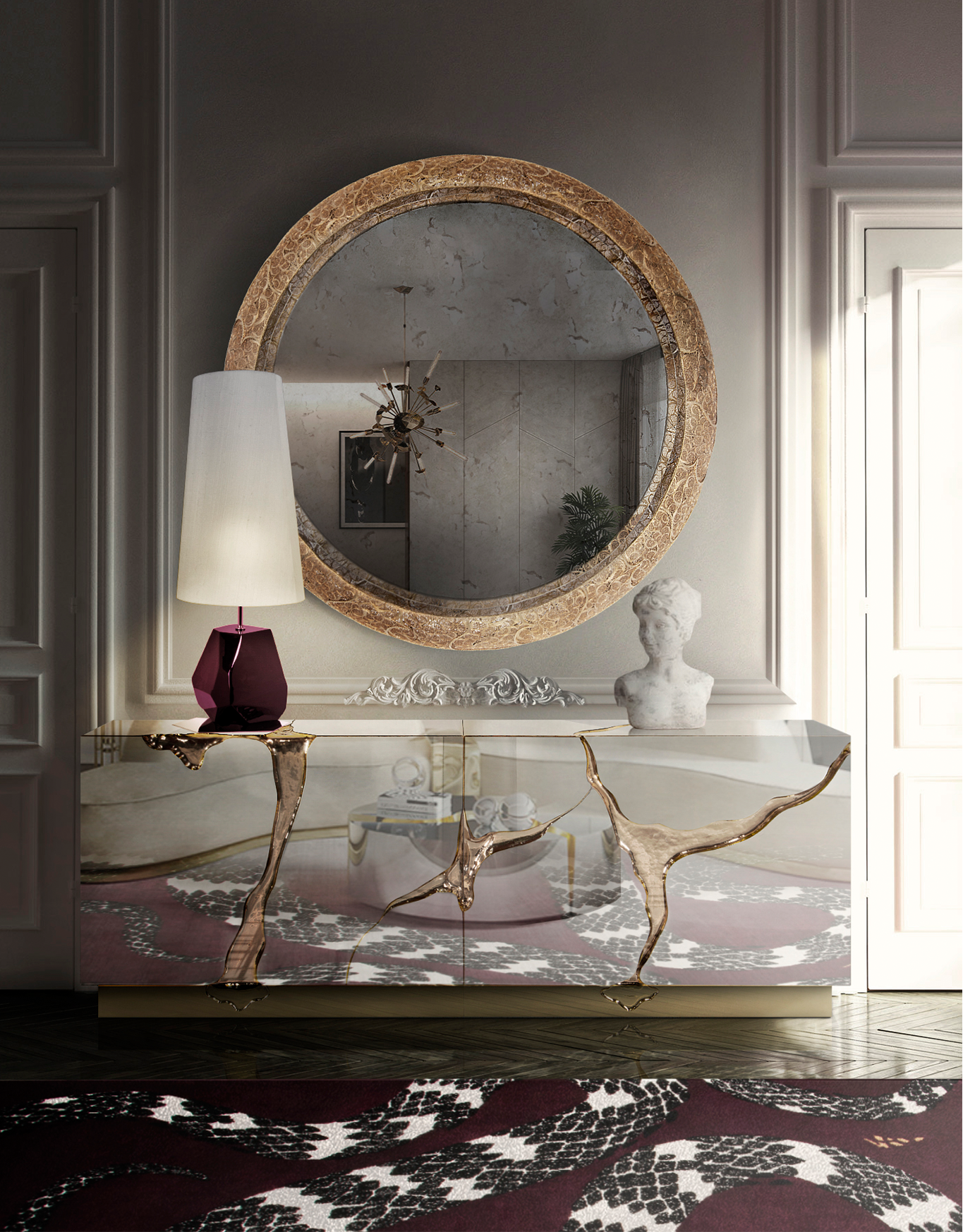 Crown Filigree II Designer Mirror