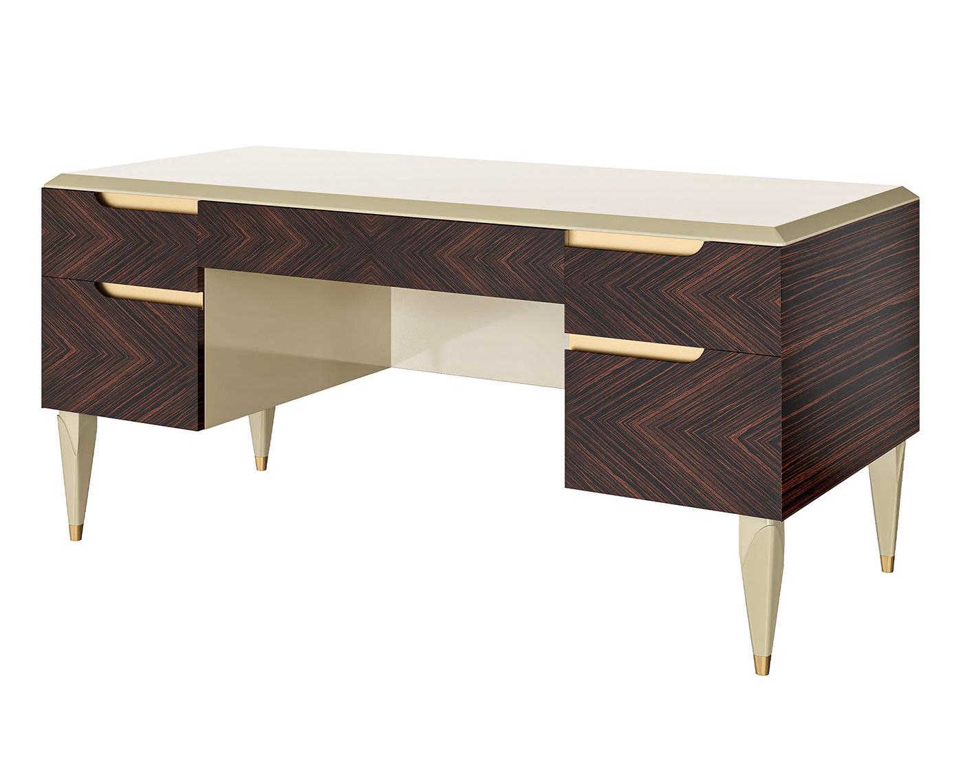 Clizia Dark Two-Tone Handcrafted Writing Desk