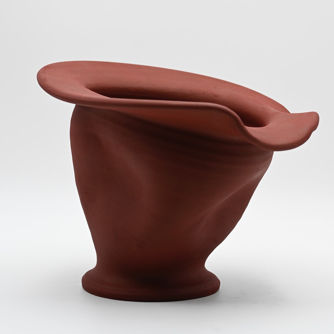 Burgundy Artisanal Italian Sculpted Vase