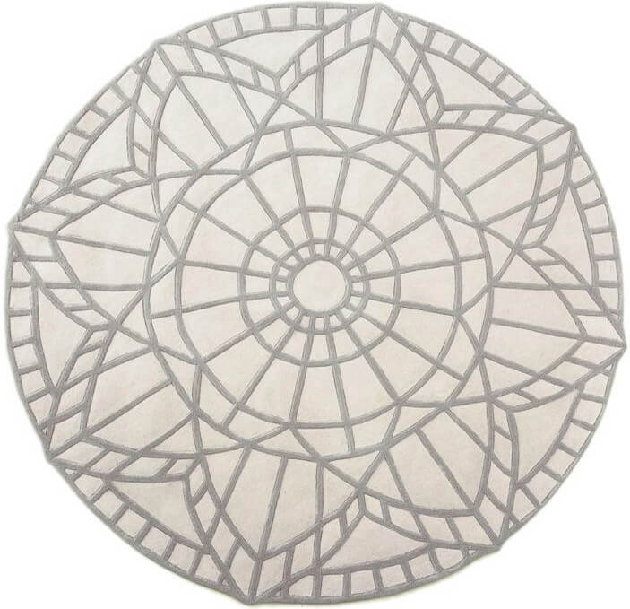 White Round Handwoven Rug Ø165 cm