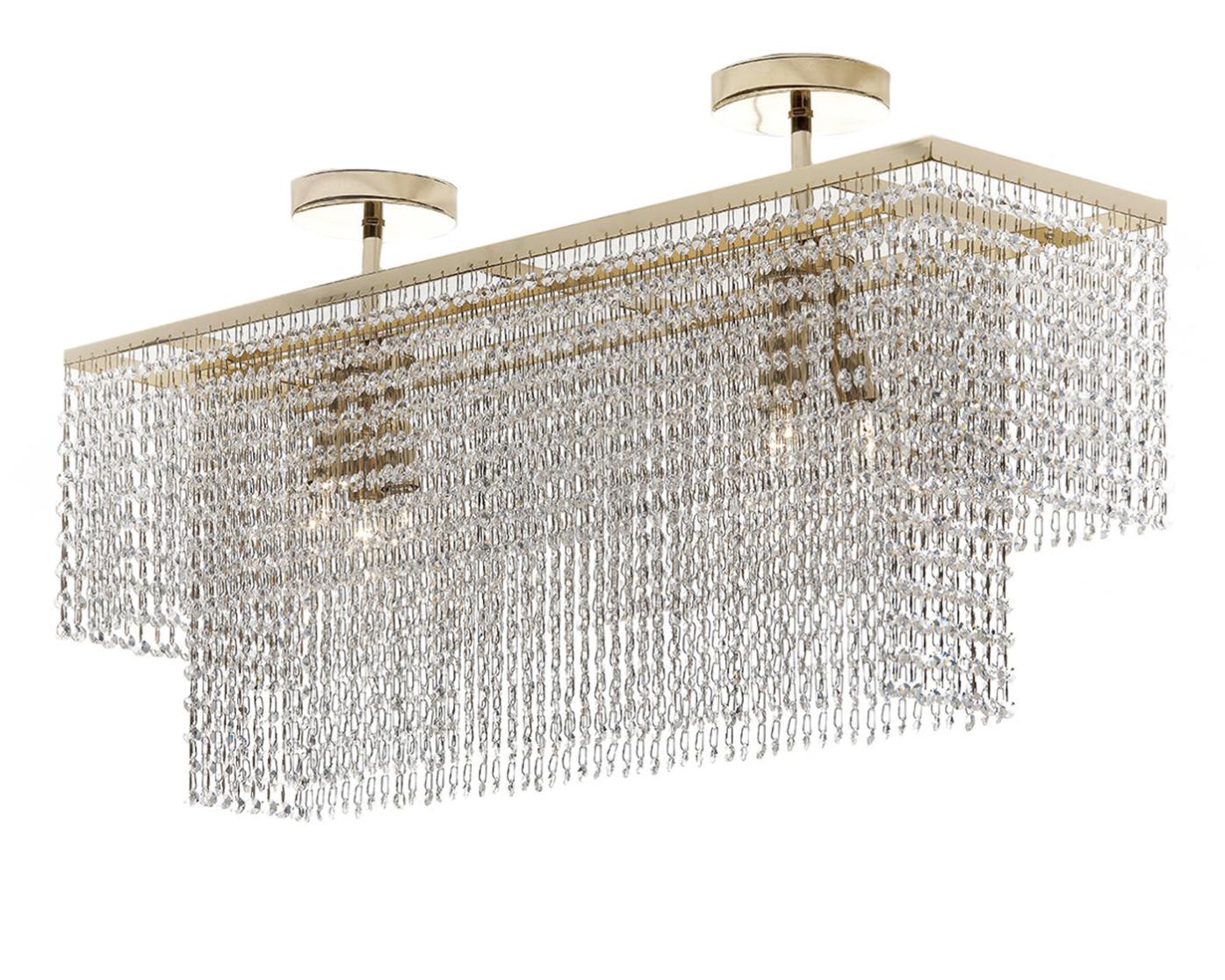 Rectangular Gold Asfour Crystal Chandelier