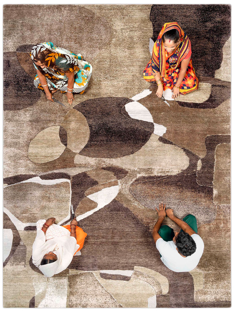 Chocolate Hand-Knotted Silk / Wool Rug