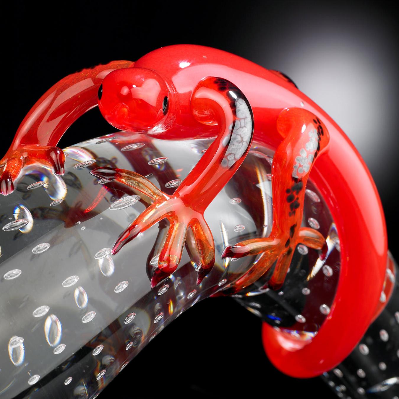 Glass Horn with Gecko Italian Figurine