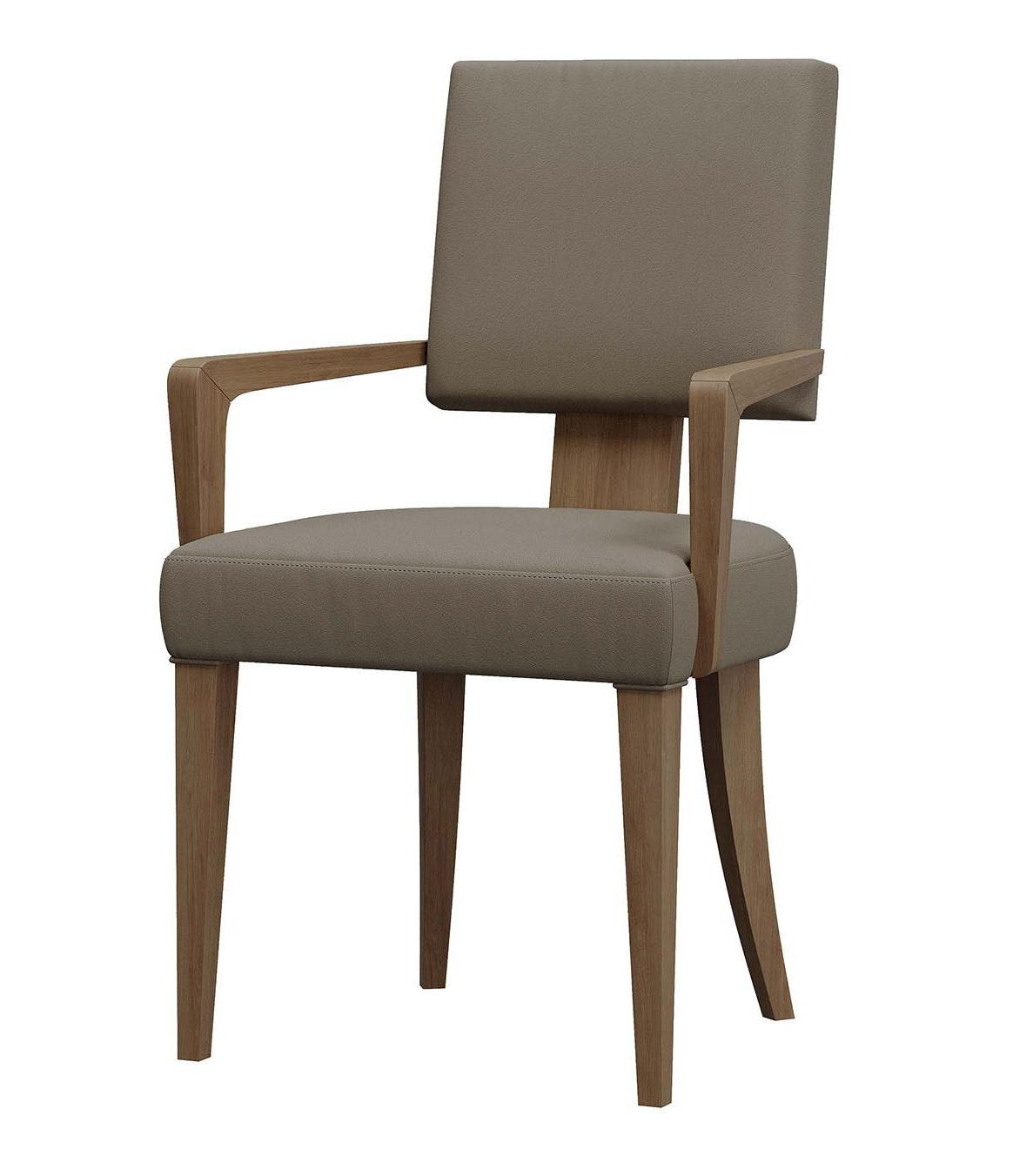 Taupe Upholstered Handcrafted Chair with Wooden Frame