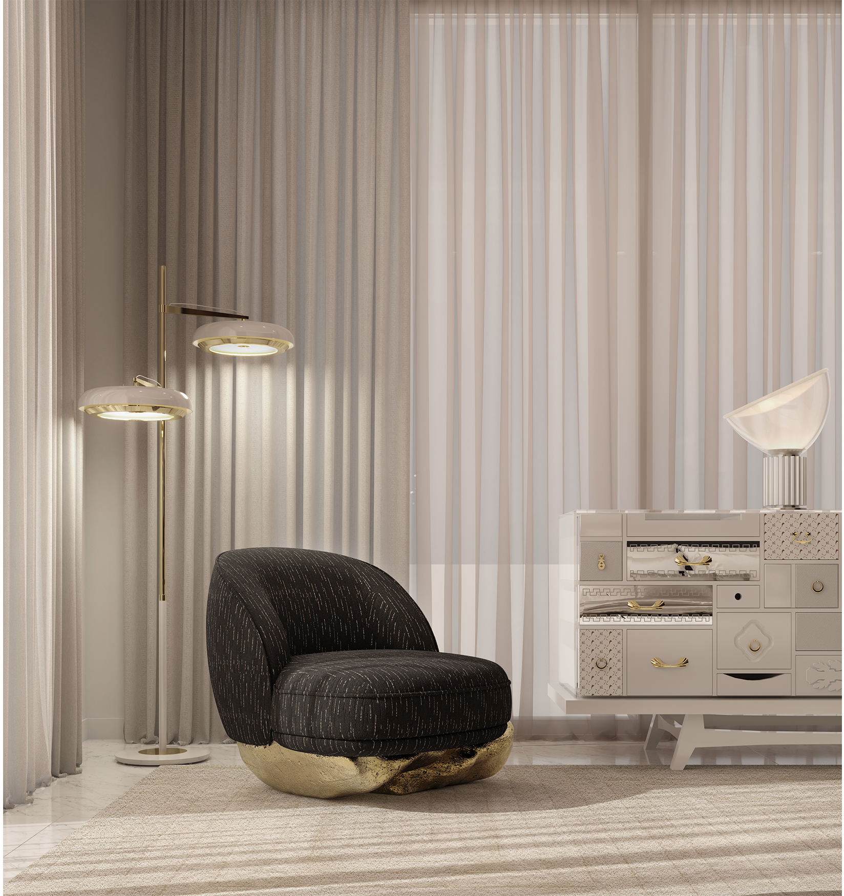 Angora Black Designer Armchair