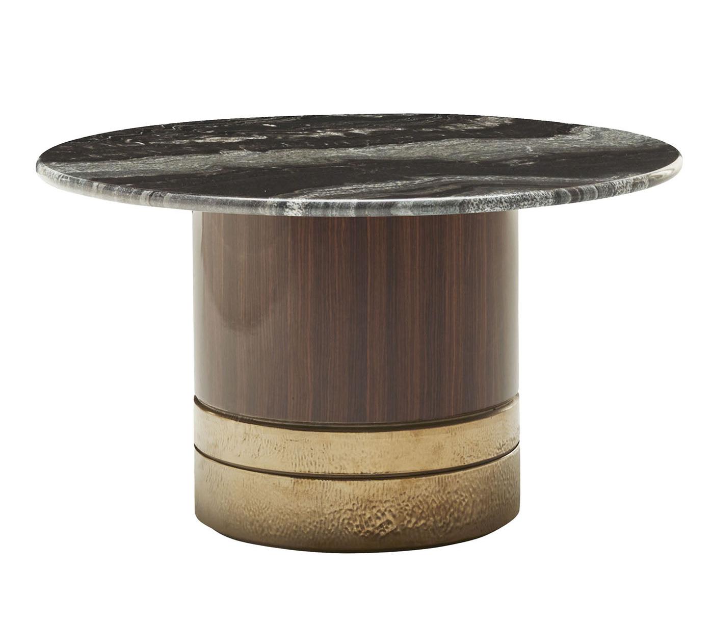 Alma Dark Marble Top Handcrafted Side Table