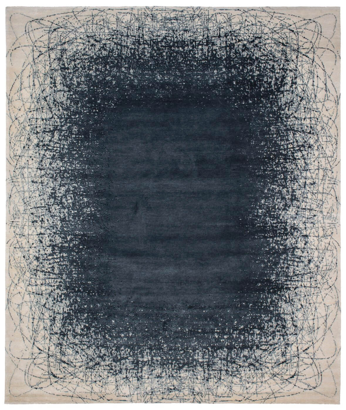 Art Blue / White Luxury Rug | Size: 250 x 300 cm