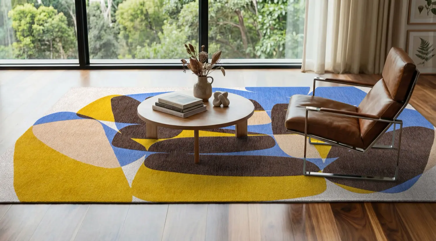 Sunny Blue Jacquard Wilton Rug