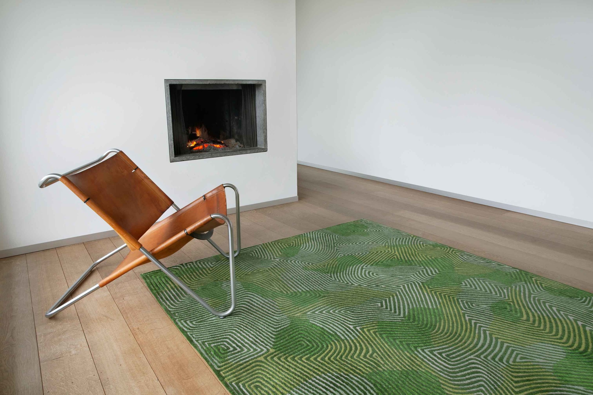 Green Waves Belgian Flatwoven Rug | Size: 170 x 240 cm