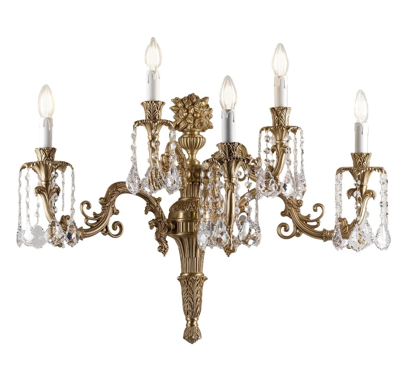 Baroque Brass Crystal Wall Sconce