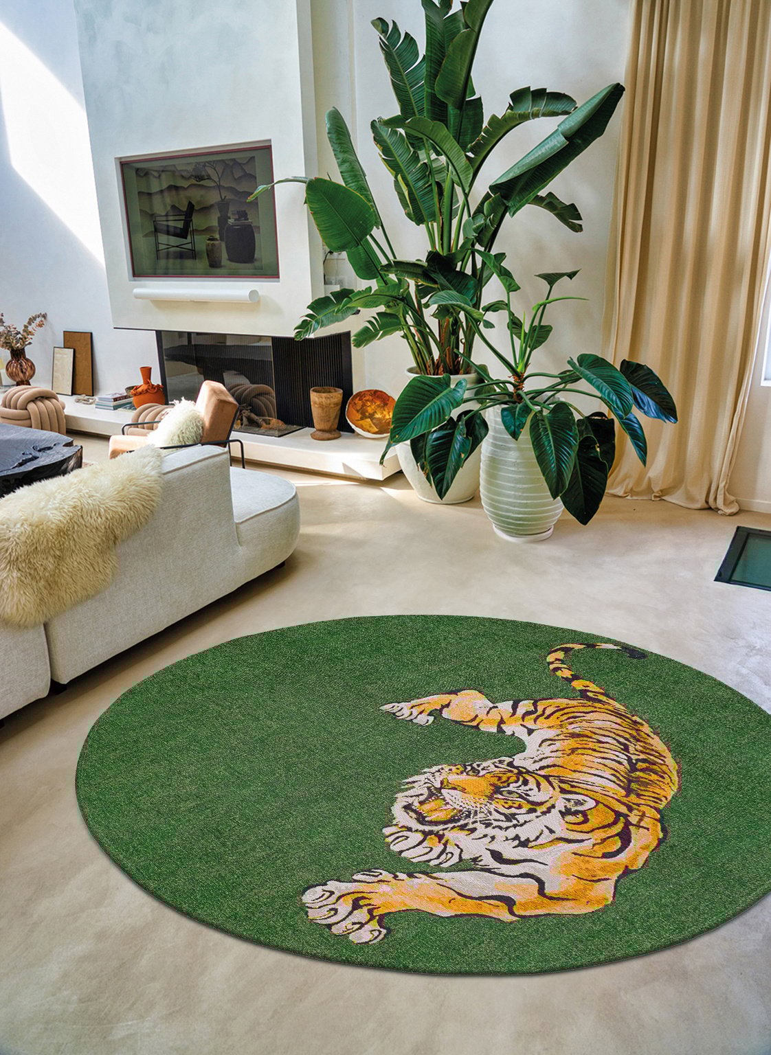 Green On Fire Round Rug | Size: Ø 240 cm