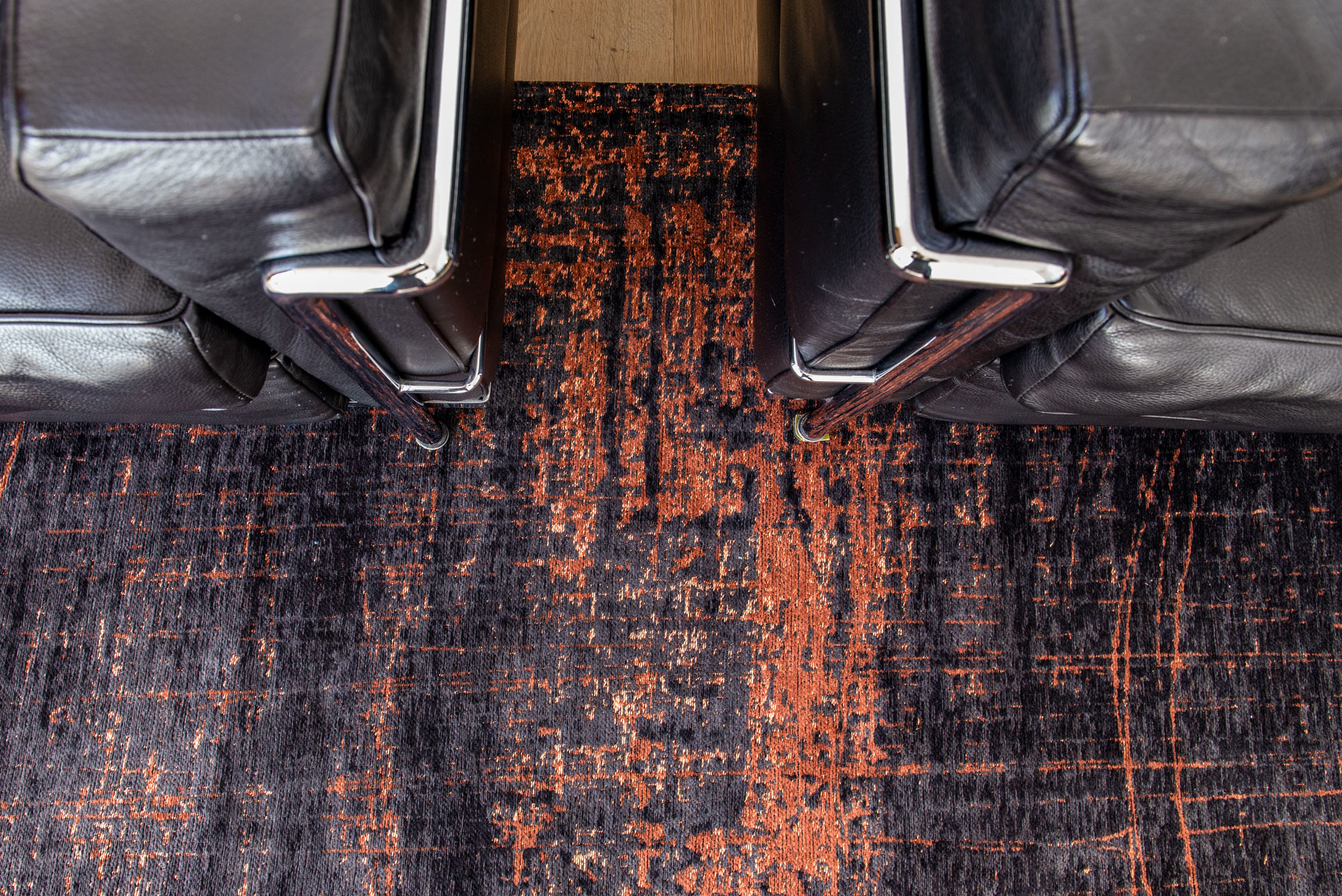 Abstract Indoor Black & Orange Rug ☞ Size: 200 x 280 cm