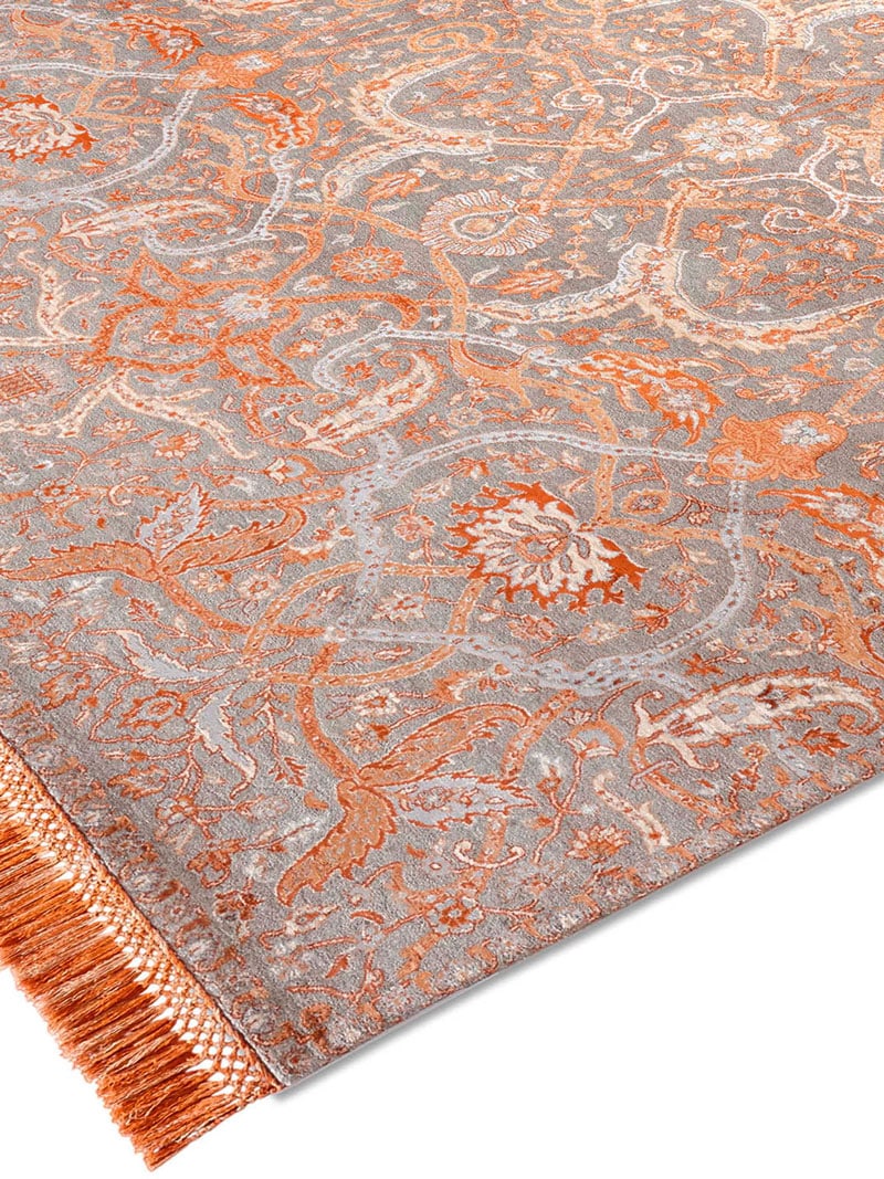Heriz Copper Hand-Knotted Silk / Wool Rug