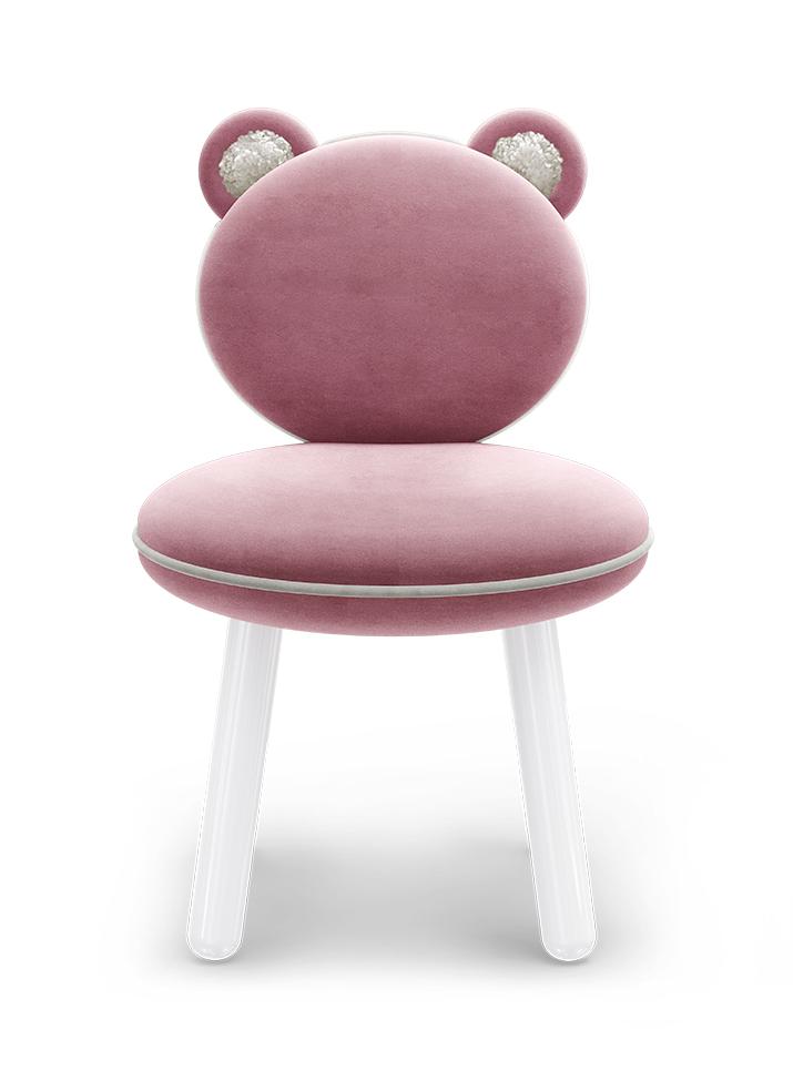 Fluffy Bear Pink Plush Kids Chair