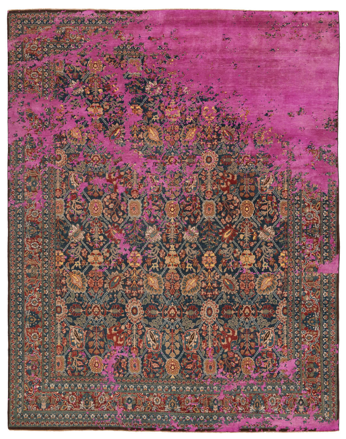 Tabriz Hand Knotted Purple Wool / Silk Luxury Rug