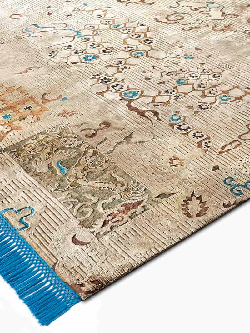 Dragon Blue / Beige Silk / Wool Rug