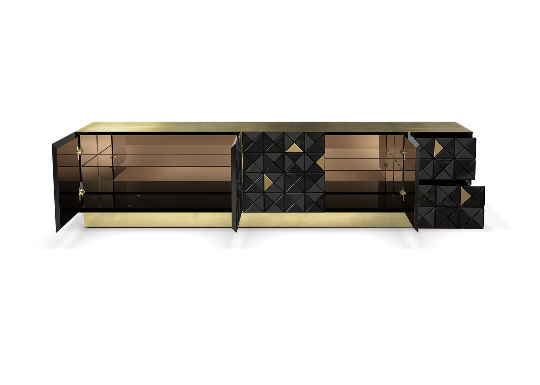 Mosaic Black & Gold TV Designer Cabinet