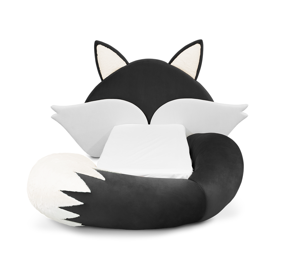 Fox Black & White Kids Bed | Mattress Size: 90 x 190 cm