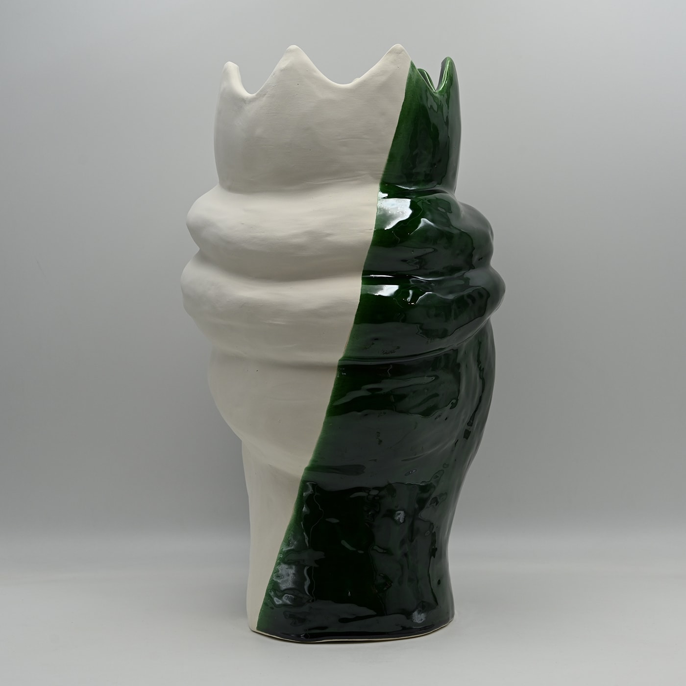 Italian Handcrafted Green and White Moor's Head Sculpture