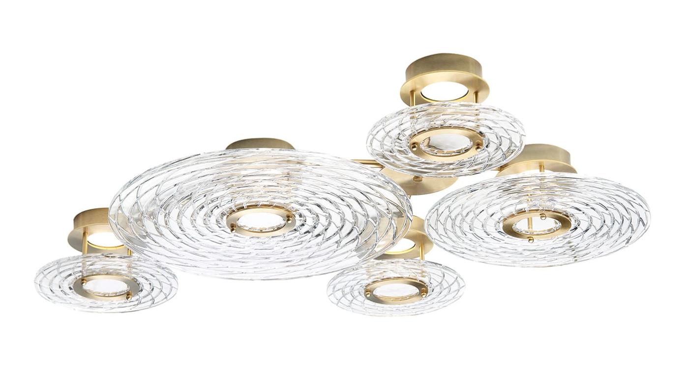 Soft Gold Crystal Disc Chandelier