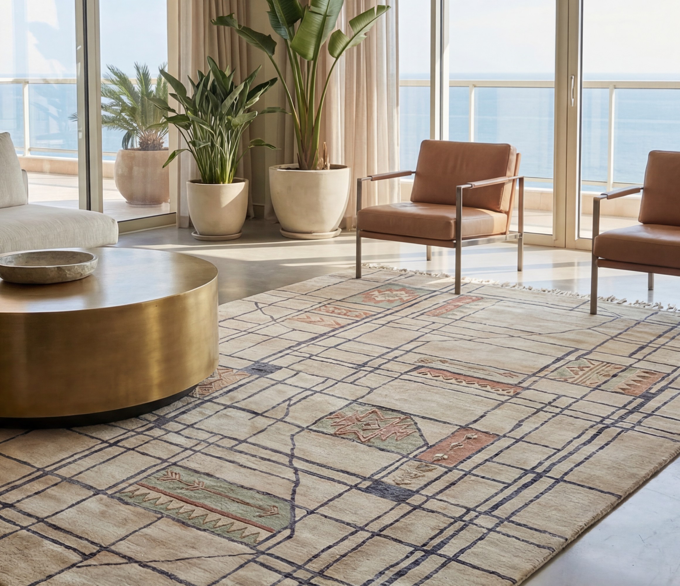 Linen Grid Warm Handwoven Rug
