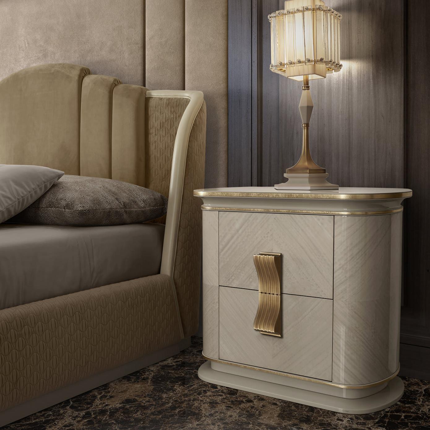Dilan White & Gold Luxury Bedside Table