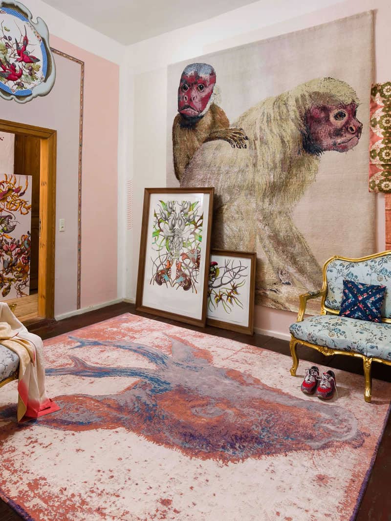 Two Monkeys Hand-Woven Exquisite Rug