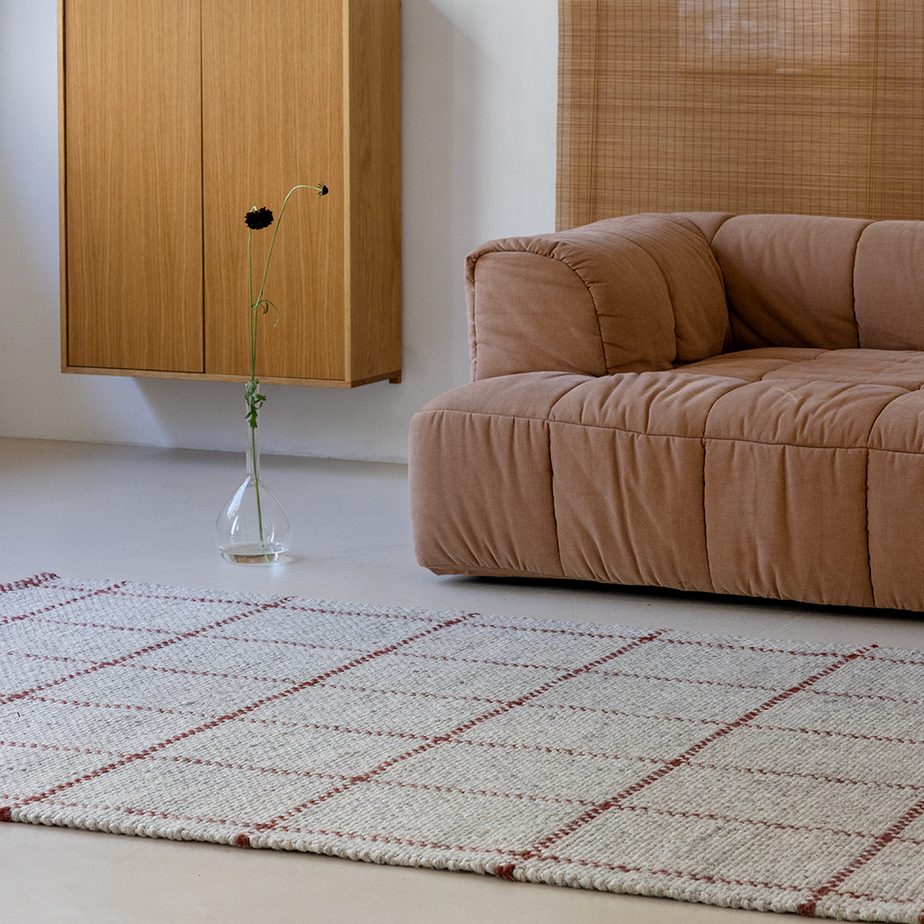 Artisan Texture Check Ash/Stone Rug | Size: 200 x 280 cm