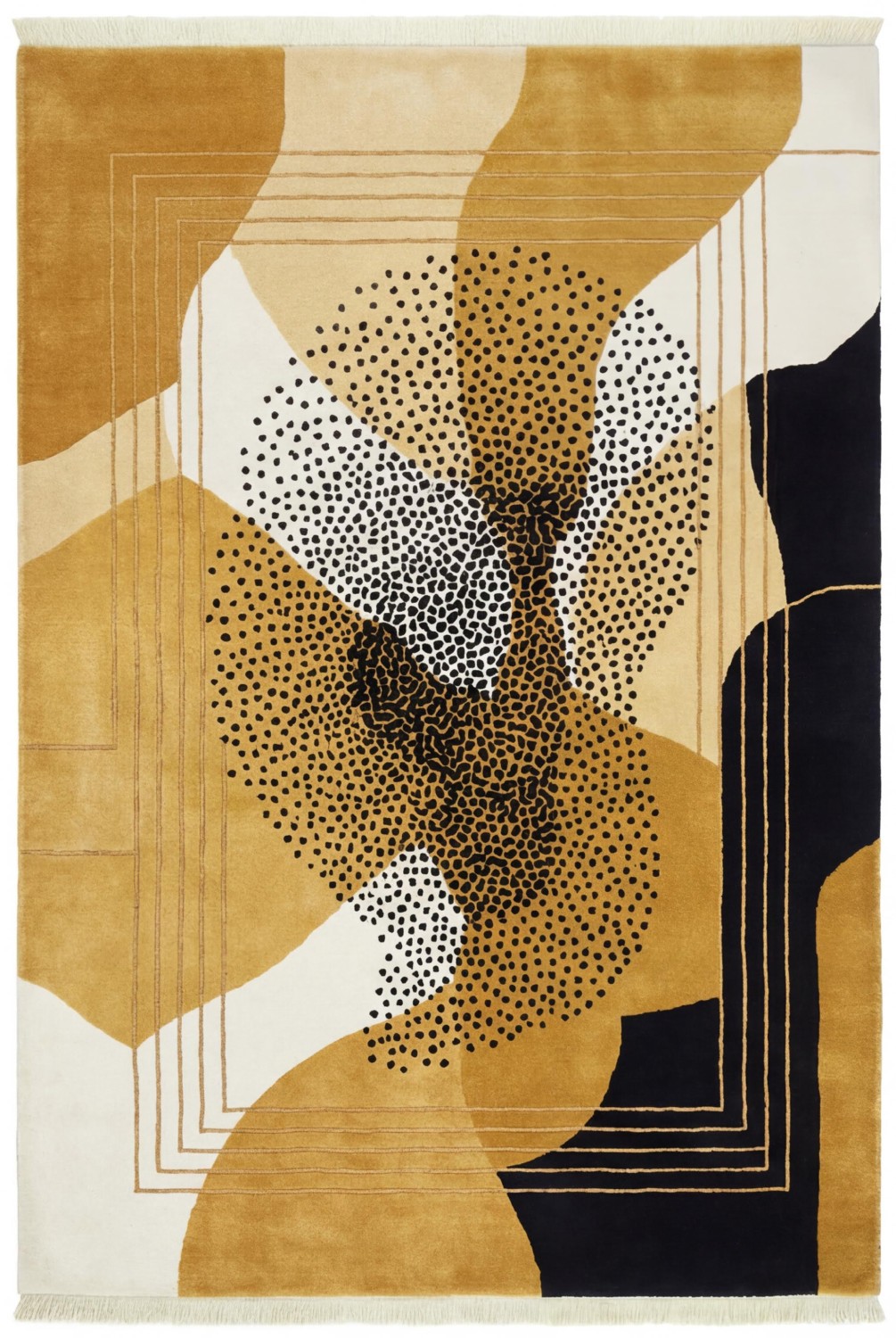 Abstract Figure Gold Handcrafted Rug