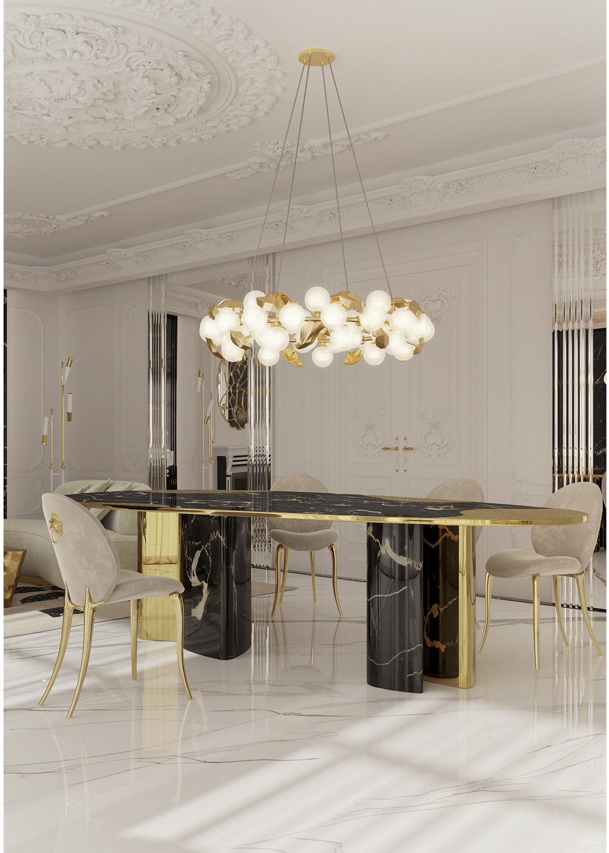 Marble & Gold Luxe Dining Table