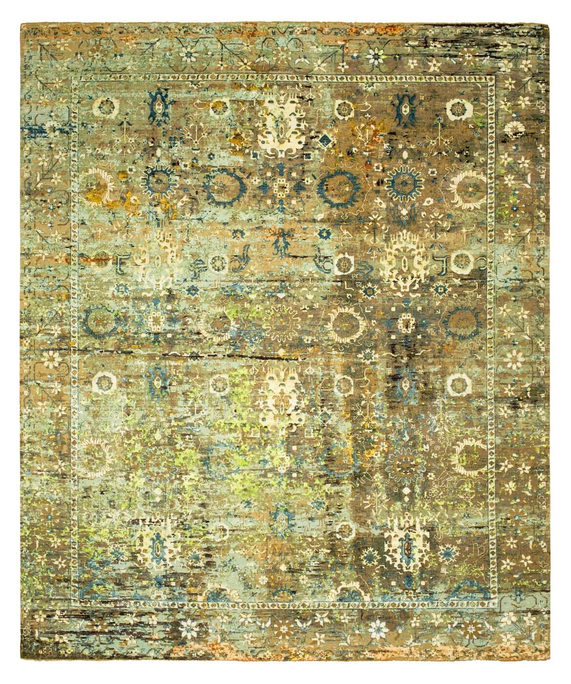 Faded Hand-Knotted Vintage Style Luxury Rug