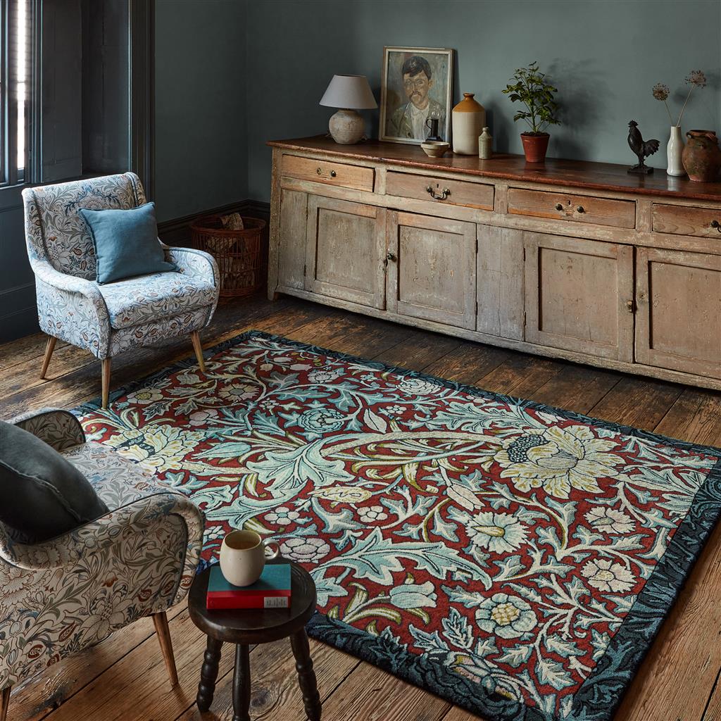 Trent Red / Blue Hand-Tufted Rug