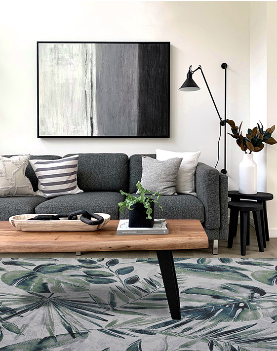 Leaf Viscose Modern Rug